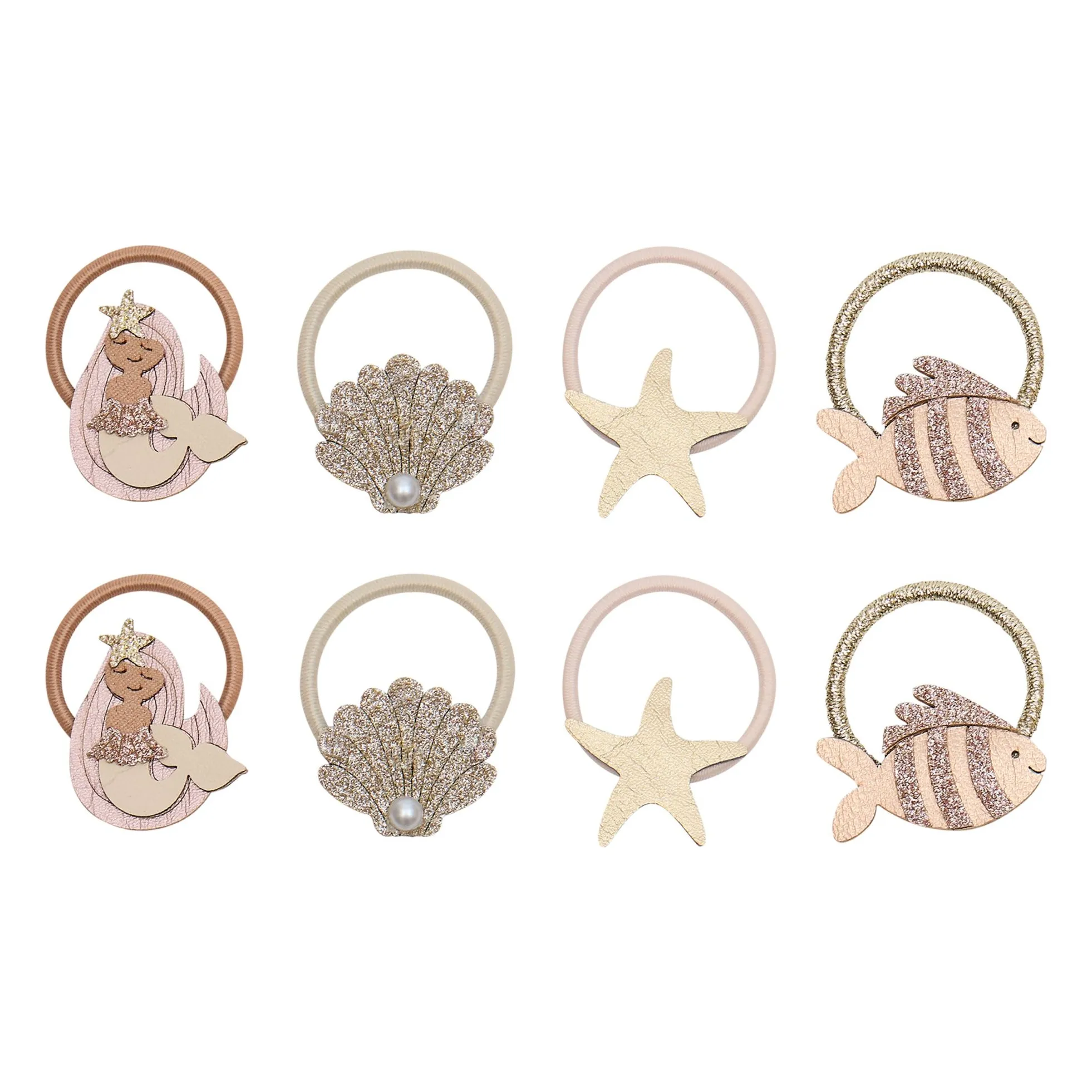 Mimi & Lula Gold Set Of 8 Mini Mermaid Scrunchies