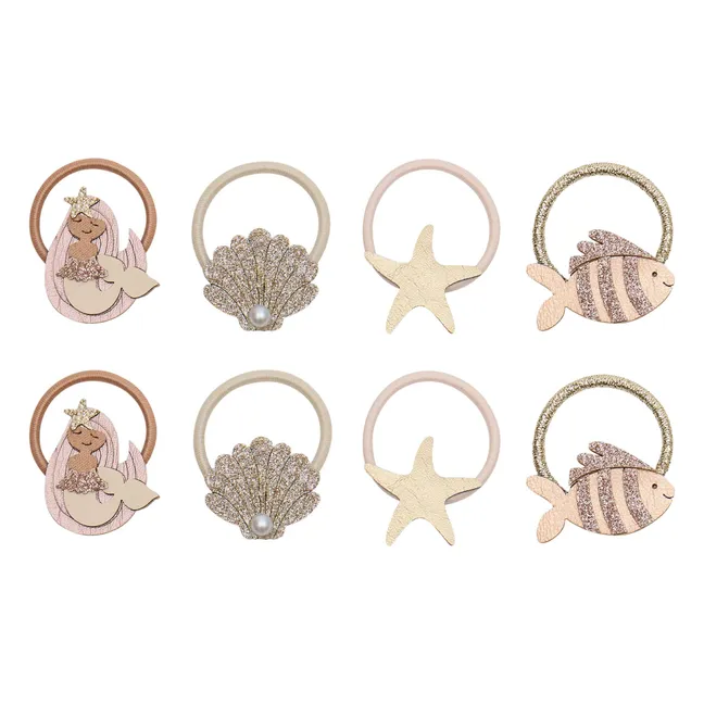 Set of 8 Mini Mermaid Scrunchies | Gold