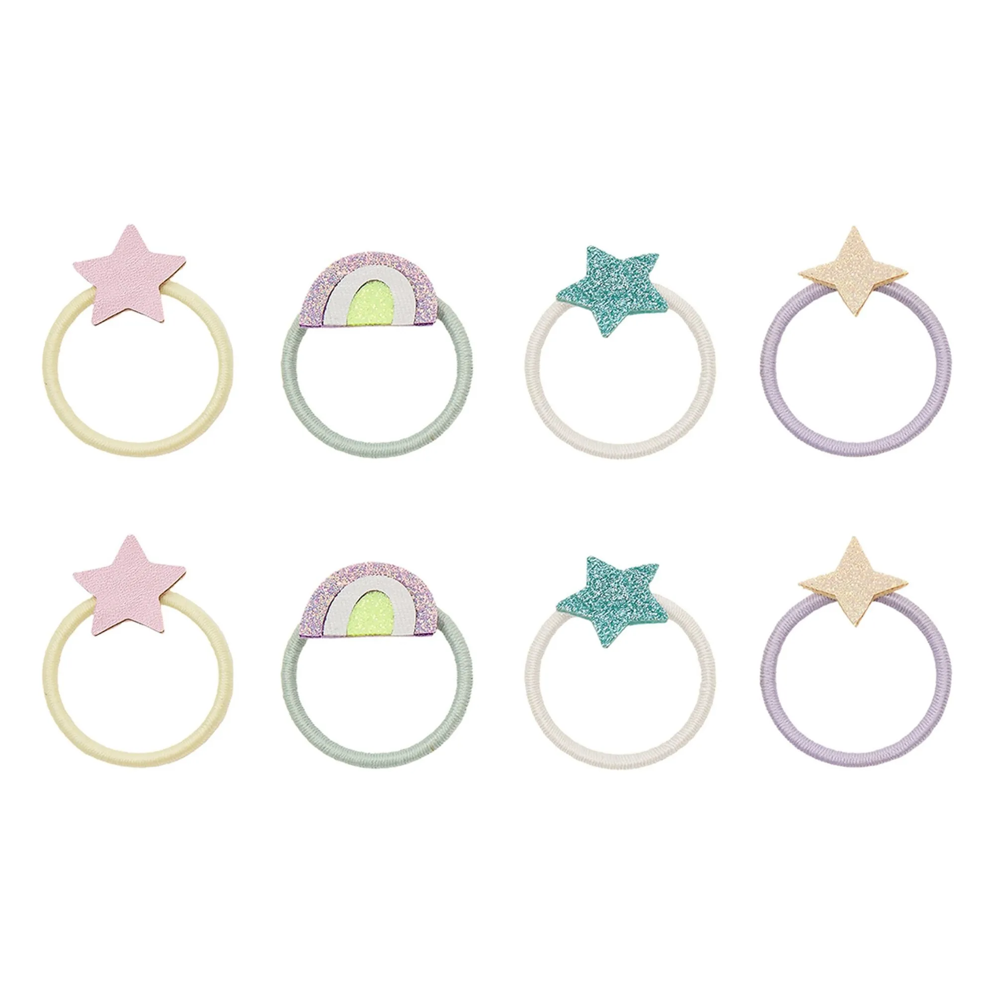 Mimi & Lula Lilac Set Of 8 Arc En Ciel And Etoile Scrunchies