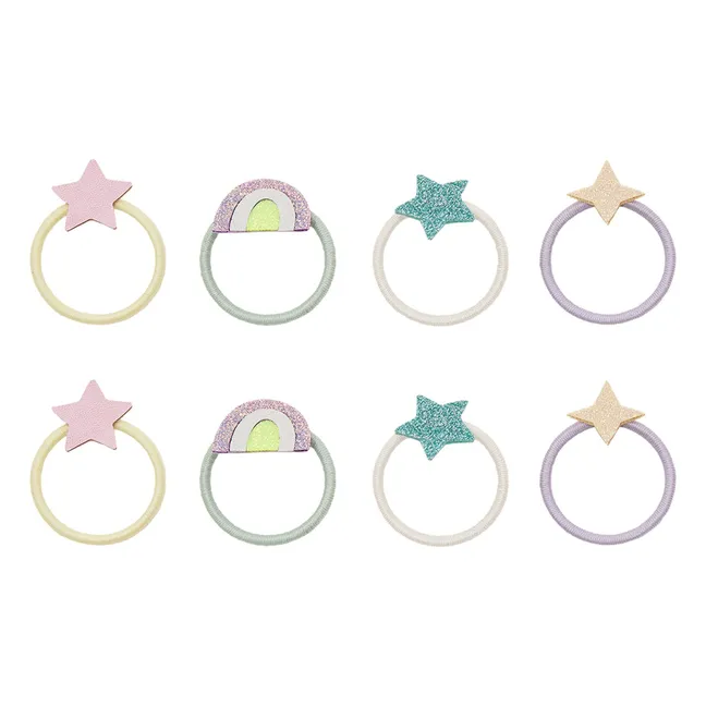 Set of 8 Arc en Ciel and Etoile scrunchies | Lilac