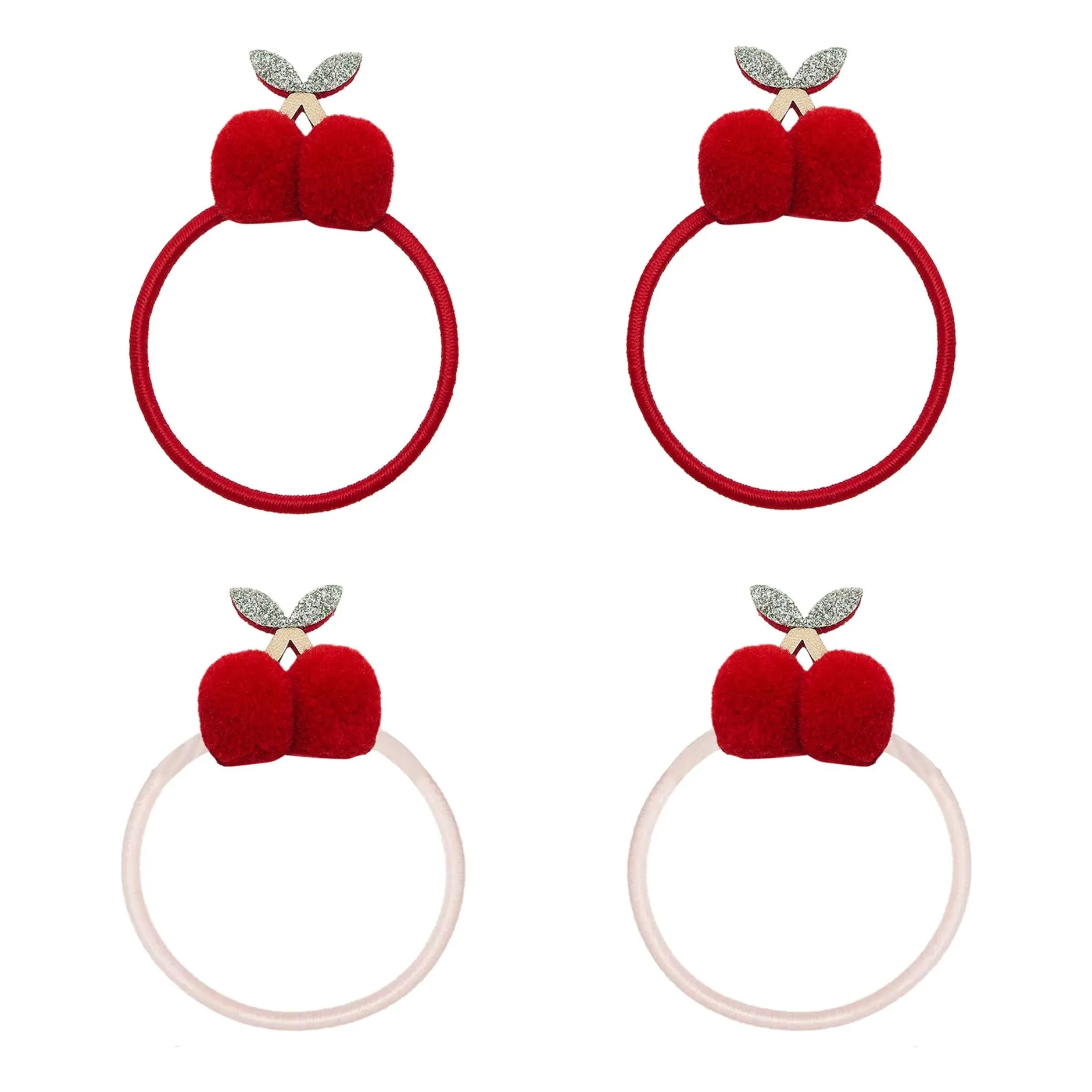 Mimi & Lula Red Set Of 4 Cherry Pompon Chouchous