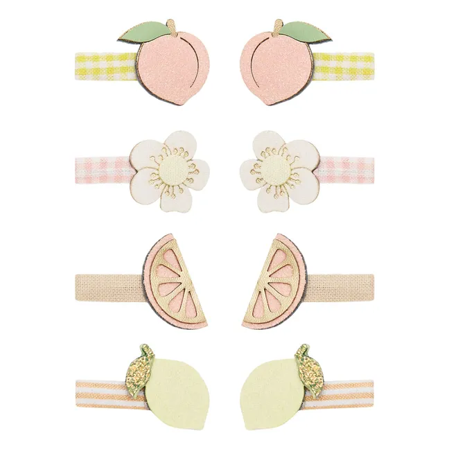 Lot de 8 Mini Barrettes Pêche | Jaune