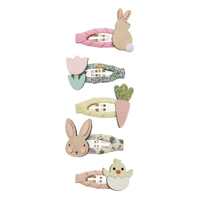 Lot de 5 Barrettes Lapin & Poussin | Rose poudré