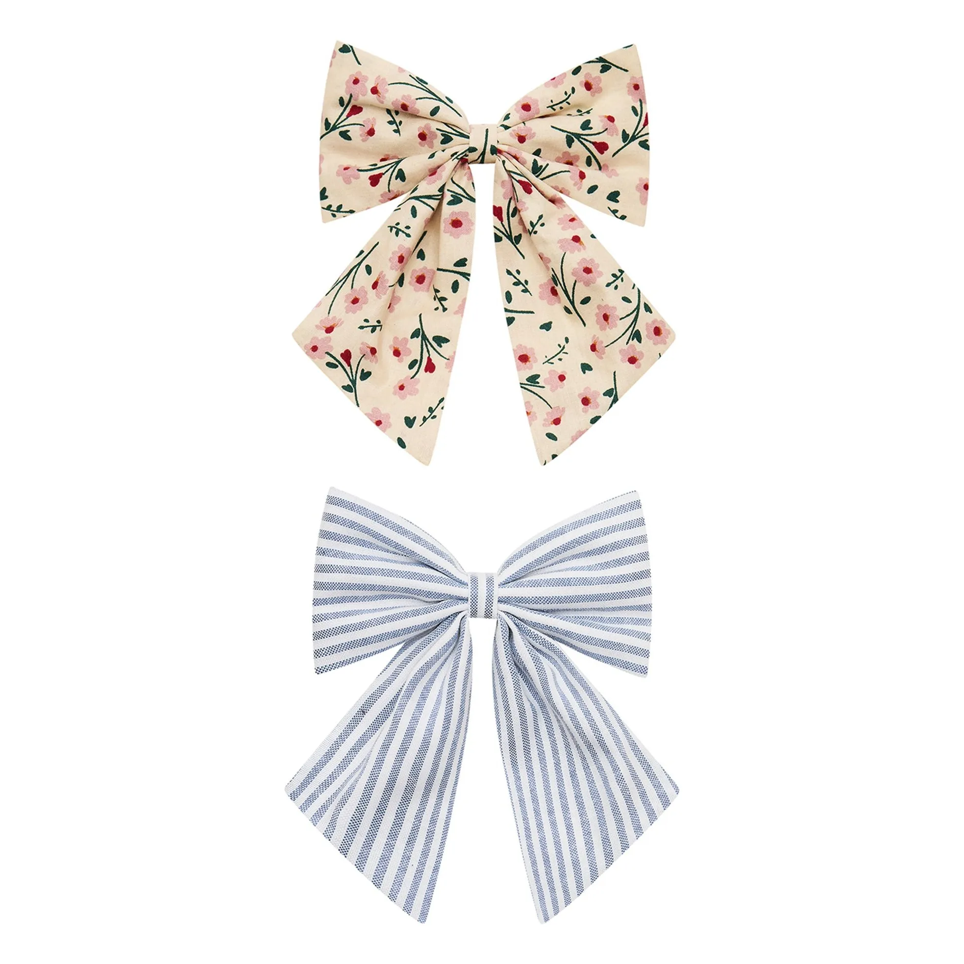 Mimi & Lula Cream Set Of 2 Agnes Flowered And Striped Hair Bars