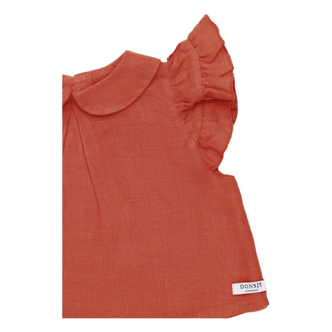 Blouse Col Claudine Mimi Lin | Rouge délavé