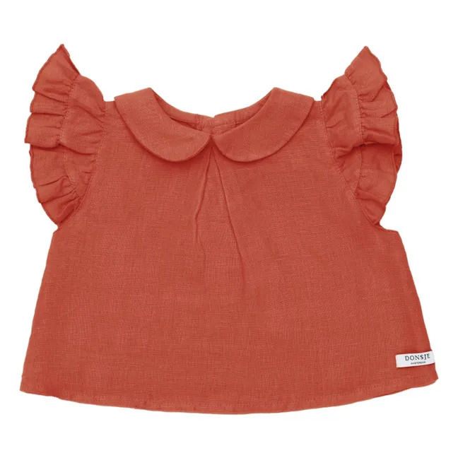 Blouse Col Claudine Mimi Lin | Rouge délavé