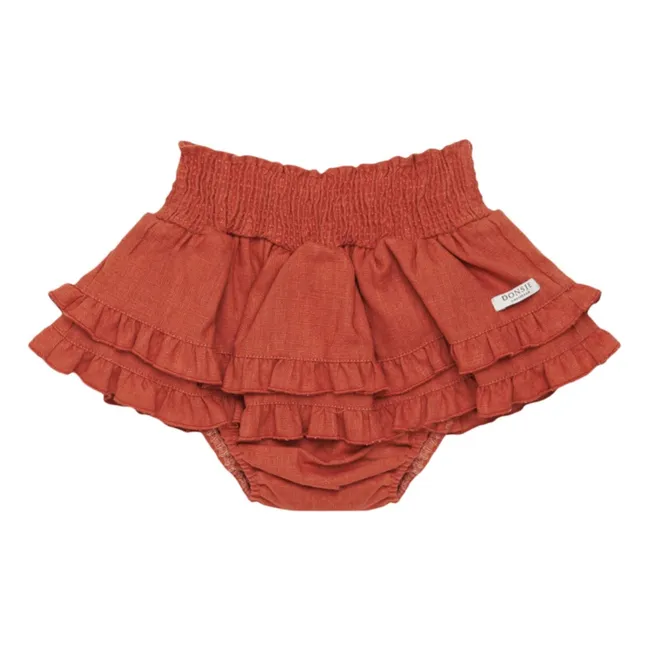 Falda Bloomer Vaibi Lino | Descolorada rojo
