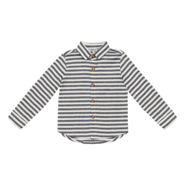 Chemise Leom Rayée Coton Bio | Bleu marine