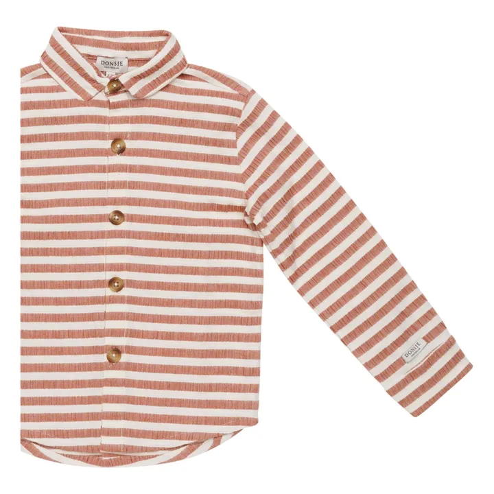 Camisa de algodón orgánico a rayas Leom | Crudo- Imagen del producto n°1