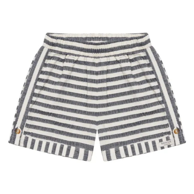Kaatio Striped Organic Cotton Shorts | Navy blue