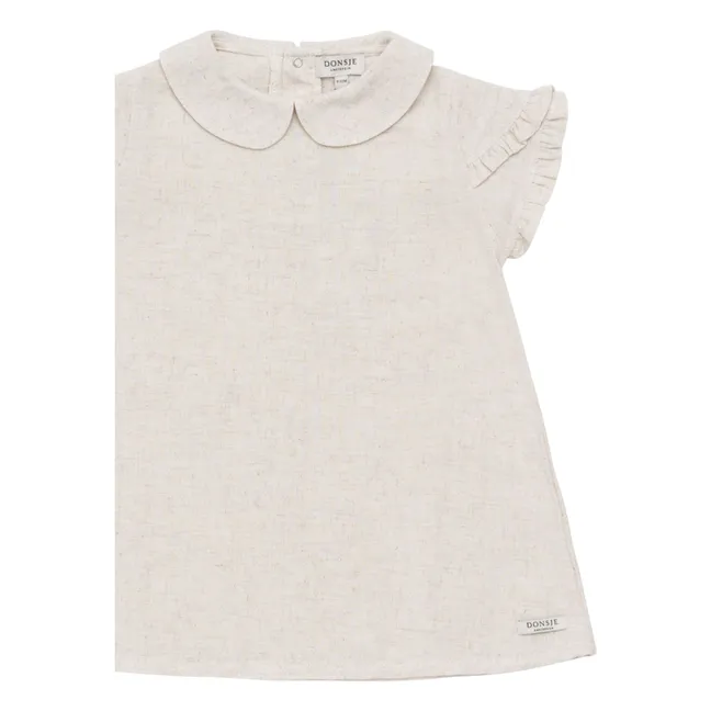 Flien Vestido con cuello Peter Pan | Crudo color natural