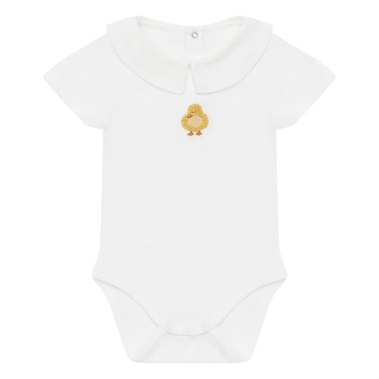 Donsje Boys White Scott Poussin Organic Cotton Bodysuit
