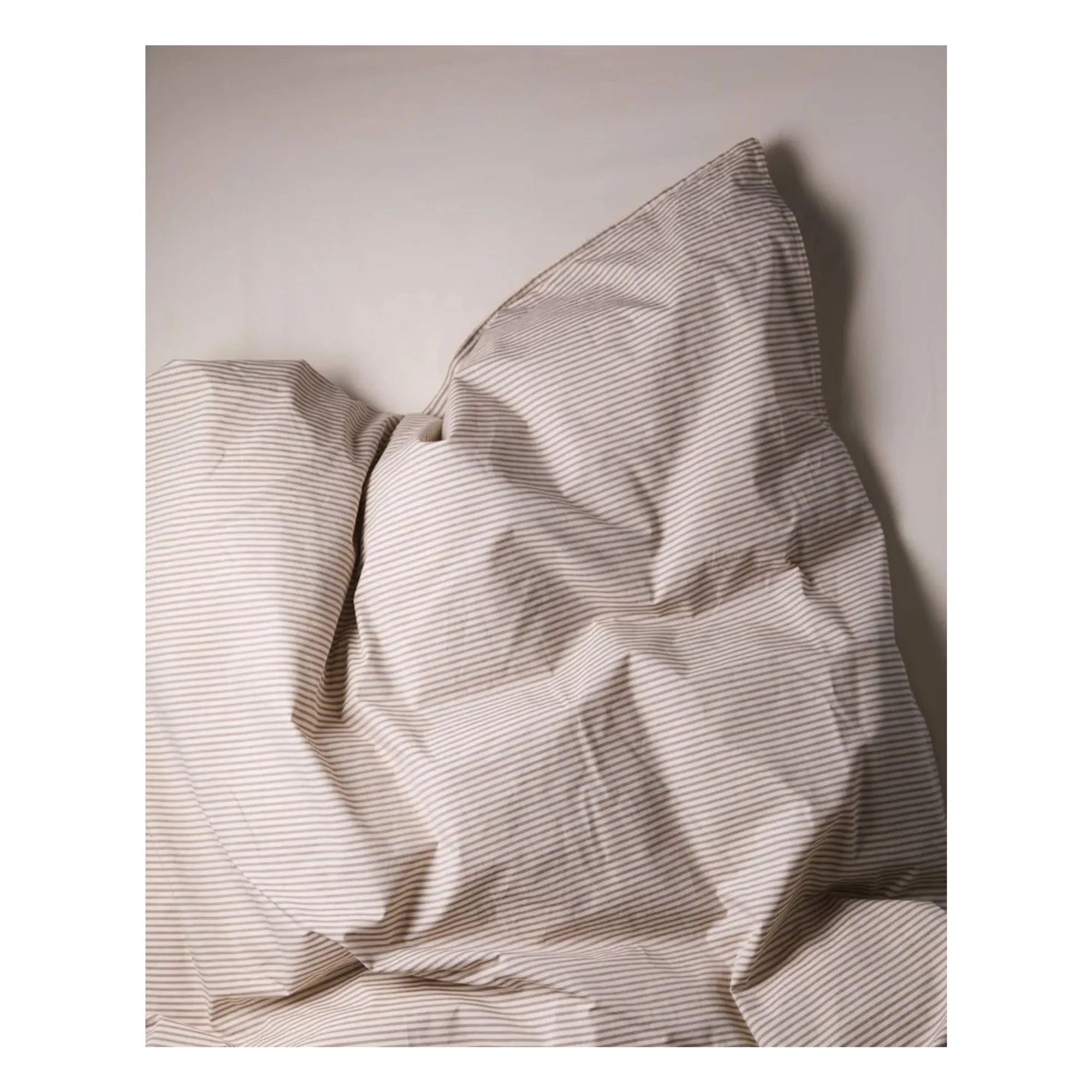 Suite 702 Brown Striped Comforter Cover In Organic Percale - Ecru