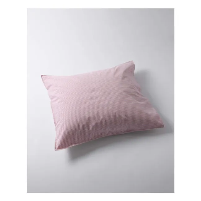Funda de almohada de algodón a rayas | Rosa
