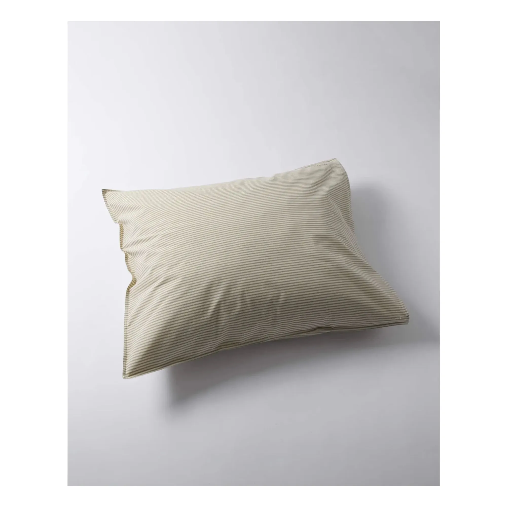 Suite 702 Olive Striped Pillowcase In Organic Percale - Ecru