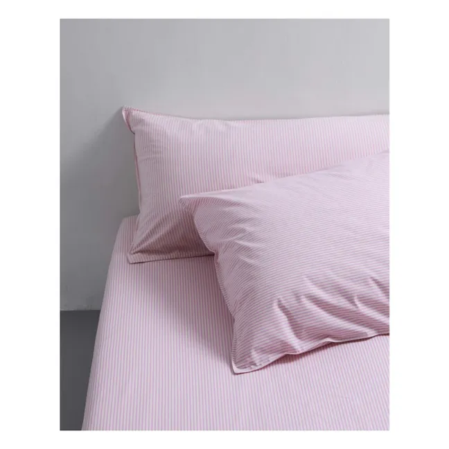 Funda de almohada de algodón a rayas | Rosa