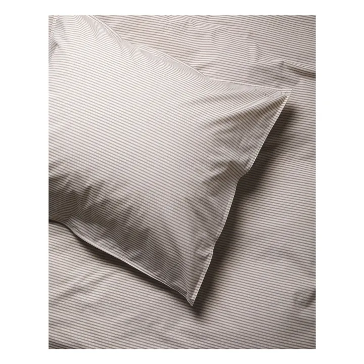 Taie d'oreiller Striped en percale organique - Brown-Ecru | Marron- Image produit n°5