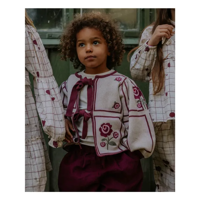 Strickjacke Charlotte Blumen Bio-Baumwolle | Seidenfarben