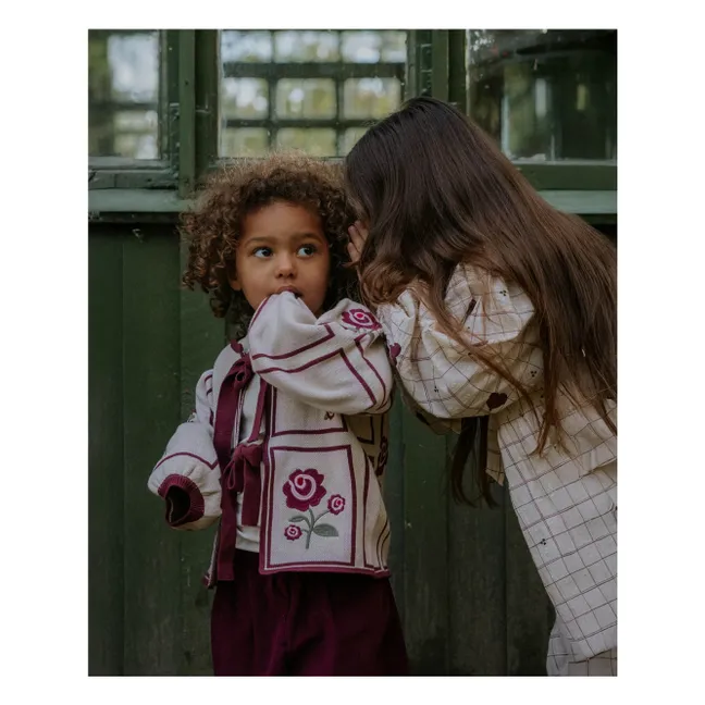 Cardigan in cotone organico Charlotte Flowers | Ecru