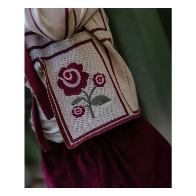 Cardigan in cotone organico Charlotte Flowers | Ecru