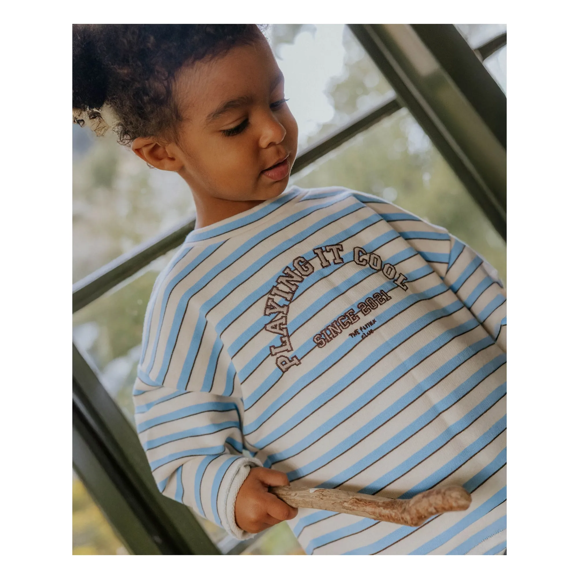 Sweat Alvin Rayé Coton Bio | Bleu ciel- Image produit n°2