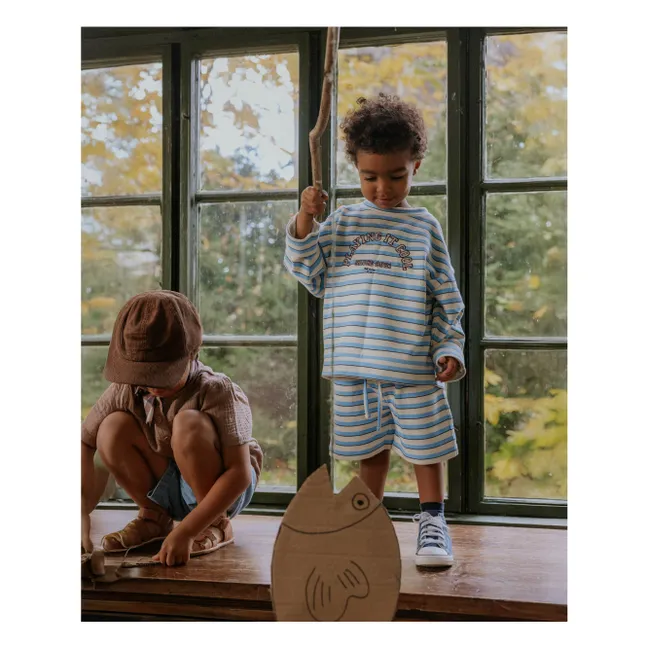 Alvin striped organic cotton sweatshirt | Light blue