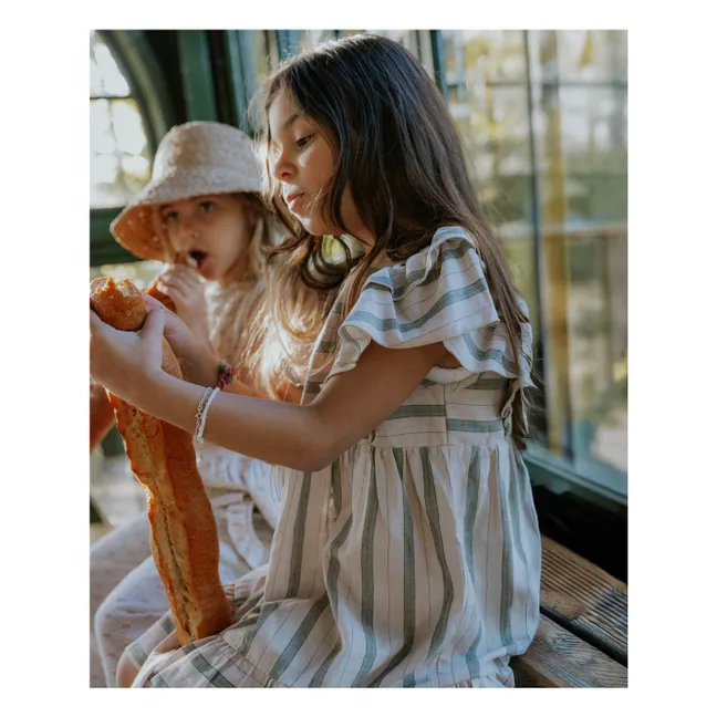 Vestido de lino a rayas Vira | Crudo