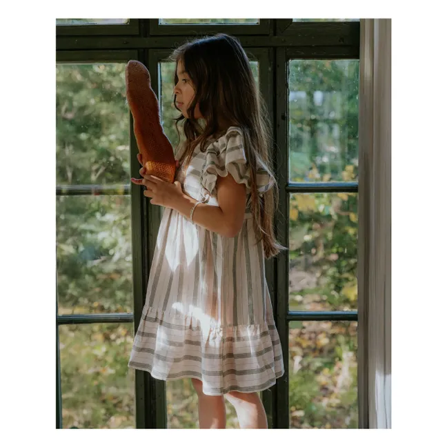 Robe Vira Rayée Lin | Ecru