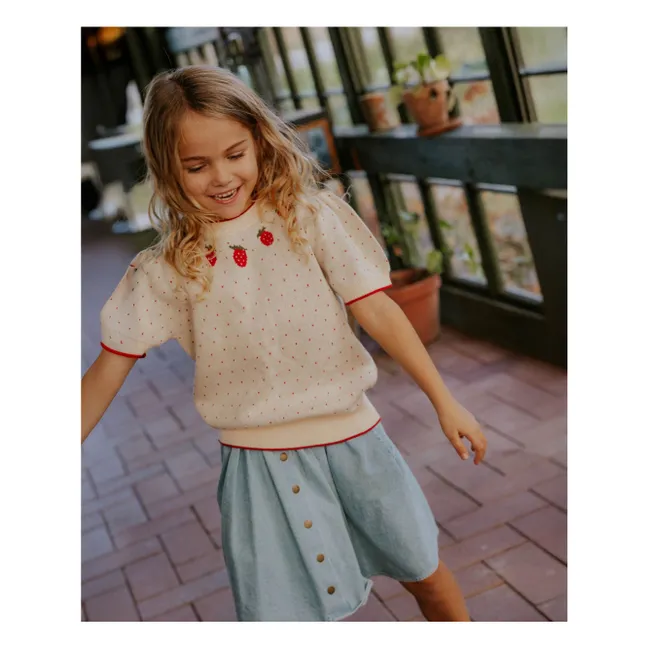 Pull Manches Courtes Bolette Fraises | Ecru