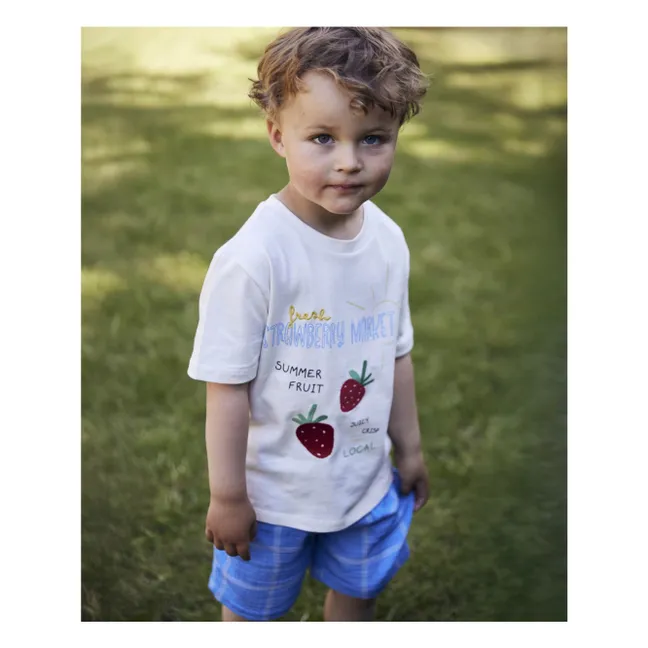 Camiseta de algodón orgánico Sommer Strawberry | Blanco