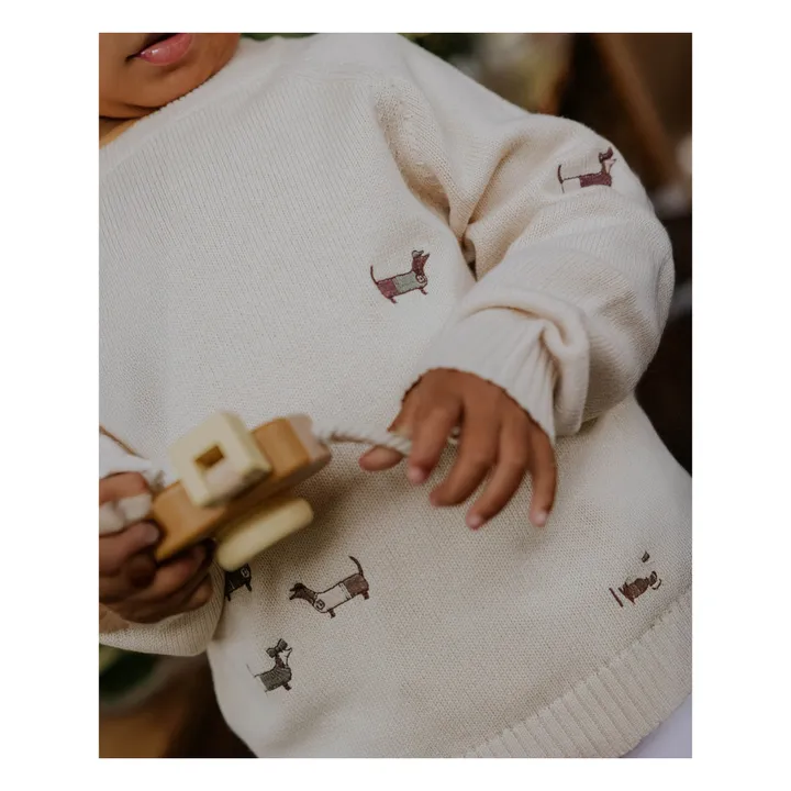 Pull Mahdi Chiens Coton Bio | Ecru- Image produit n°2