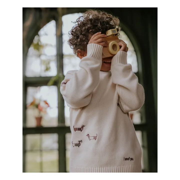 Pull Mahdi Chiens Coton Bio | Ecru- Image produit n°1