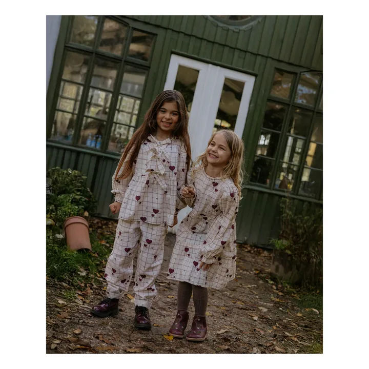 Pantalon Ilove Carreaux | Ecru- Image produit n°1