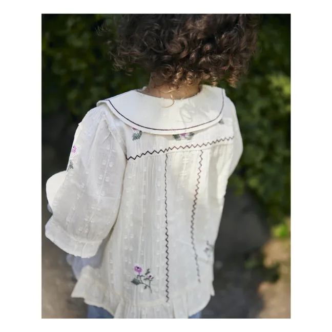Blusa Dobby Flores | Crudo