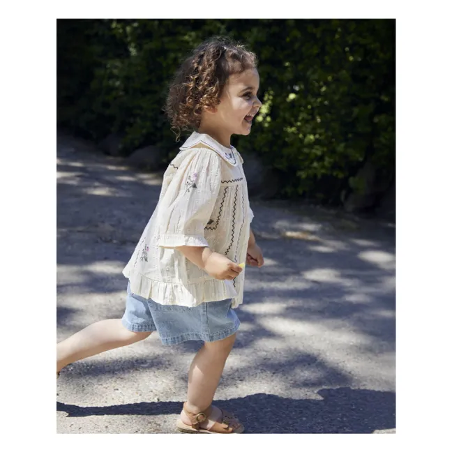 Blusa Dobby Flores | Crudo