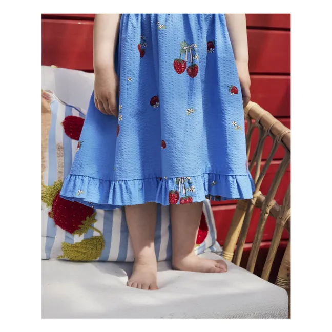 Elma Strawberry Strapless Dress | Azure blue