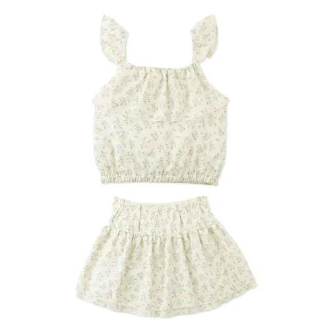 Ensemble Top et Jupe Ambessa Fleuri | Ecru
