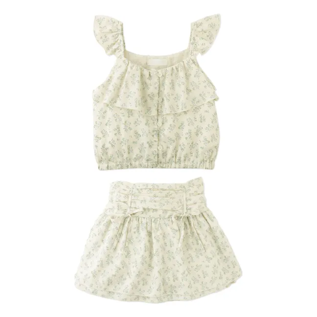 Ensemble Top et Jupe Ambessa Fleuri | Ecru