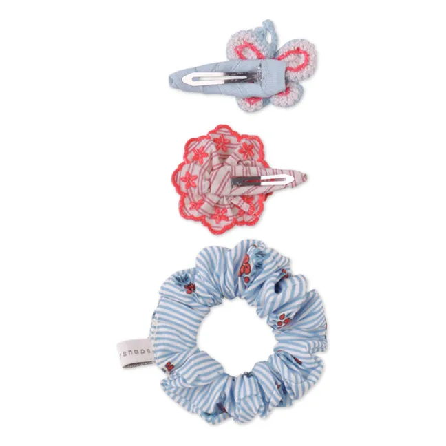 Lot Barrettes et Chouchou Brienne | Bleu