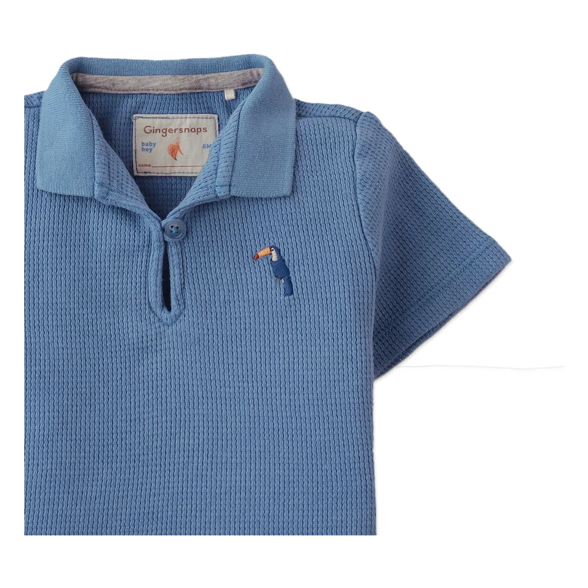 Polo Timmy Brodé Toucan Texturé | Bleu- Image produit n°1