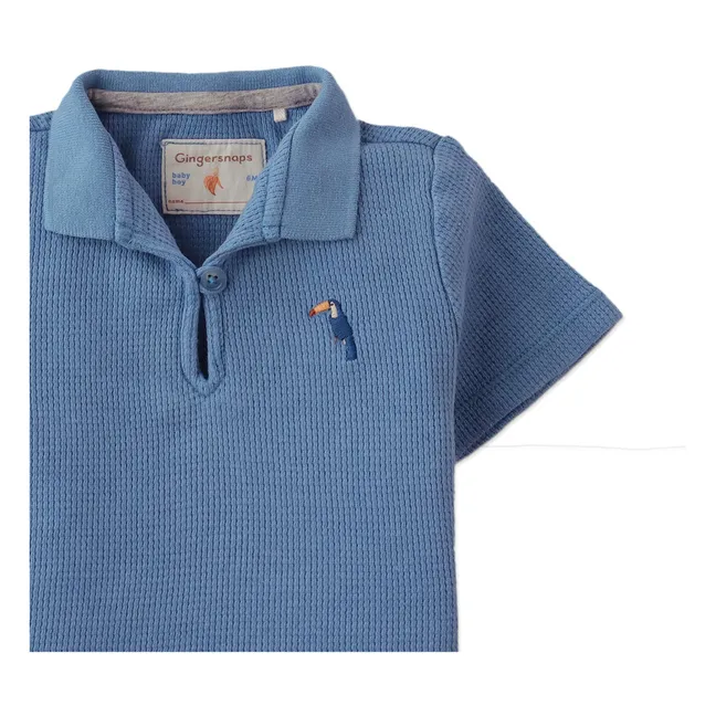 Polo Timmy Brodé Toucan Texturé | Bleu