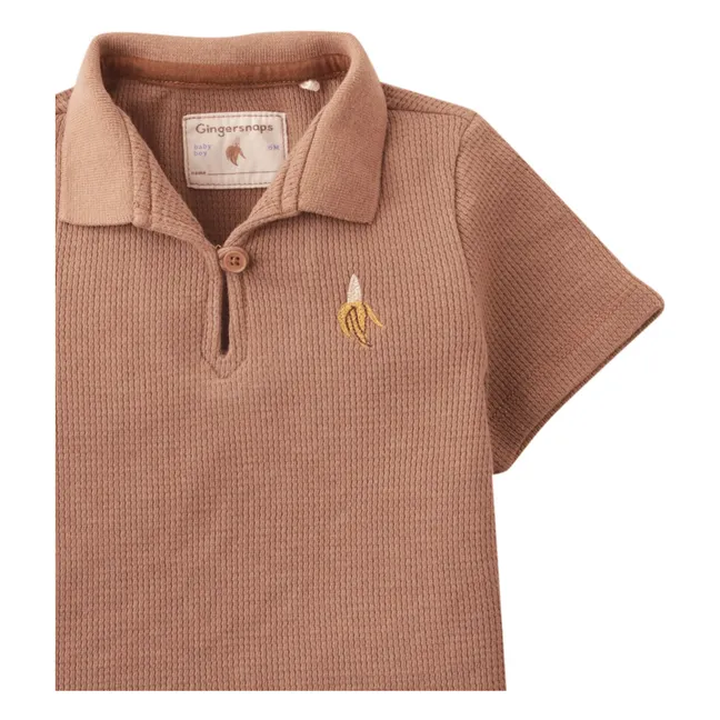 Polo Timmy Brodé Banane Texturé | Marron