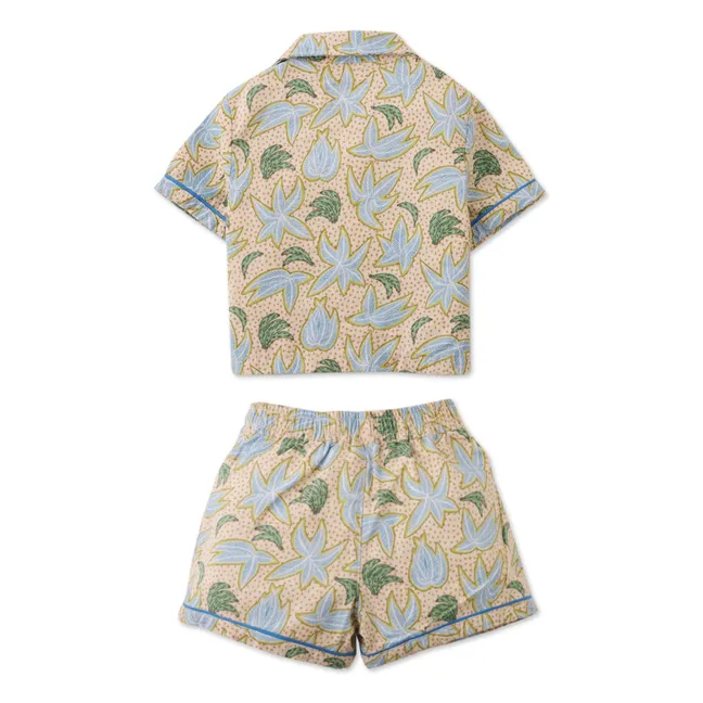 Conjunto de camisa y pantalón corto Banana de lino | Beige