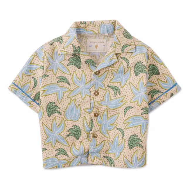 Conjunto de camisa y pantalón corto Banana de lino | Beige