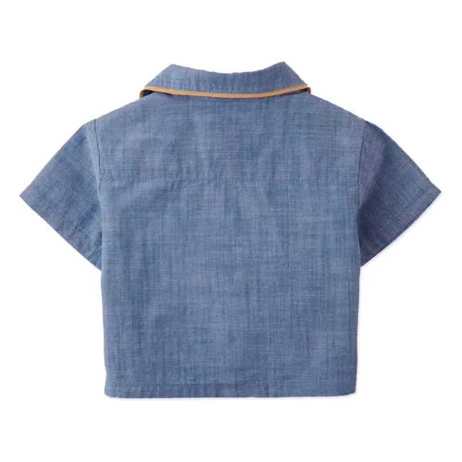 Chemise Steven Brodée Banane Chambray | Bleu