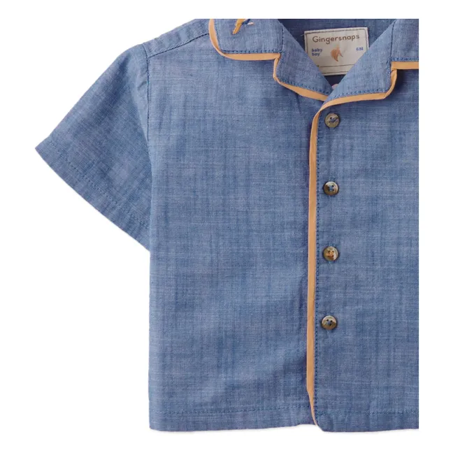 Chemise Steven Brodée Banane Chambray | Bleu