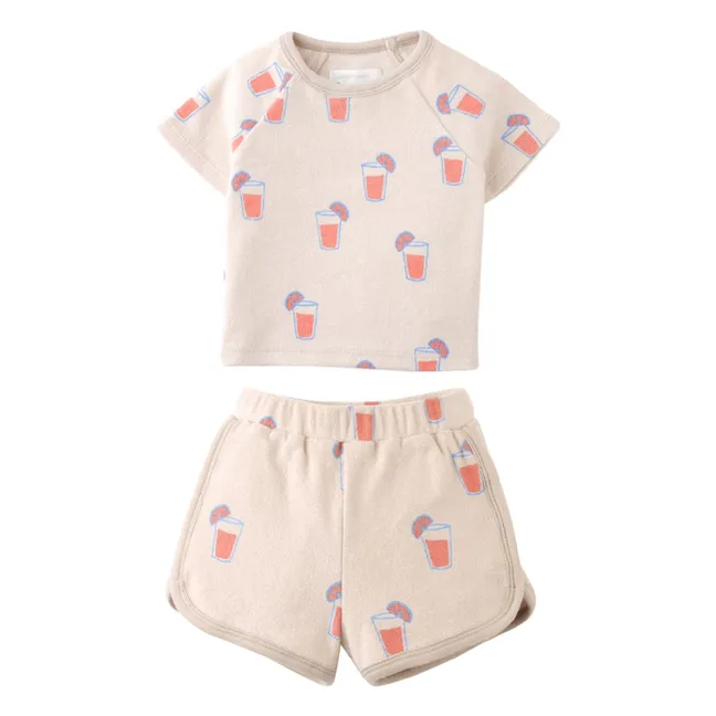 Conjunto de camiseta y pantalón corto Matthew | Beige chiné