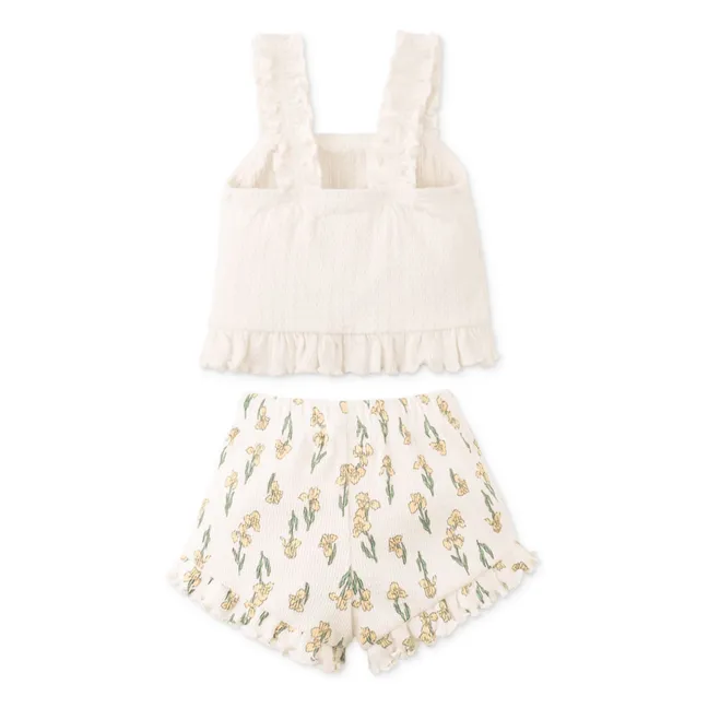 Conjunto de top y pantalón corto Andi Pointelle | Crudo