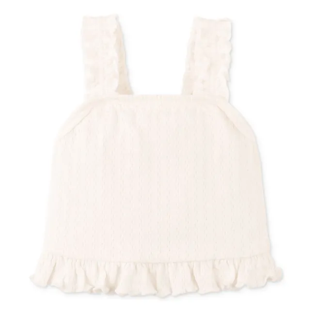 Conjunto de top y pantalón corto Andi Pointelle | Crudo