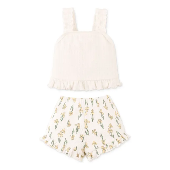 Conjunto de top y pantalón corto Andi Pointelle | Crudo